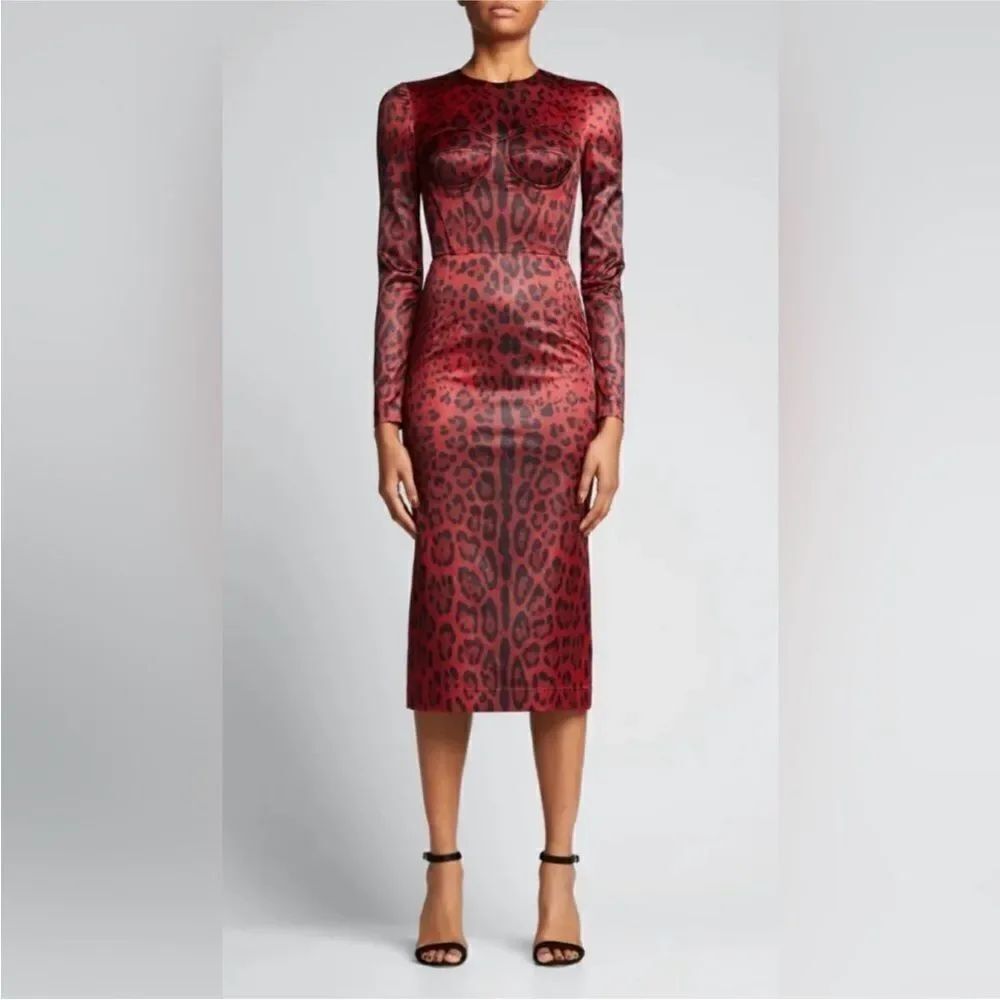 Dolce & Gabbana Red and Black Leopard Dress, US4